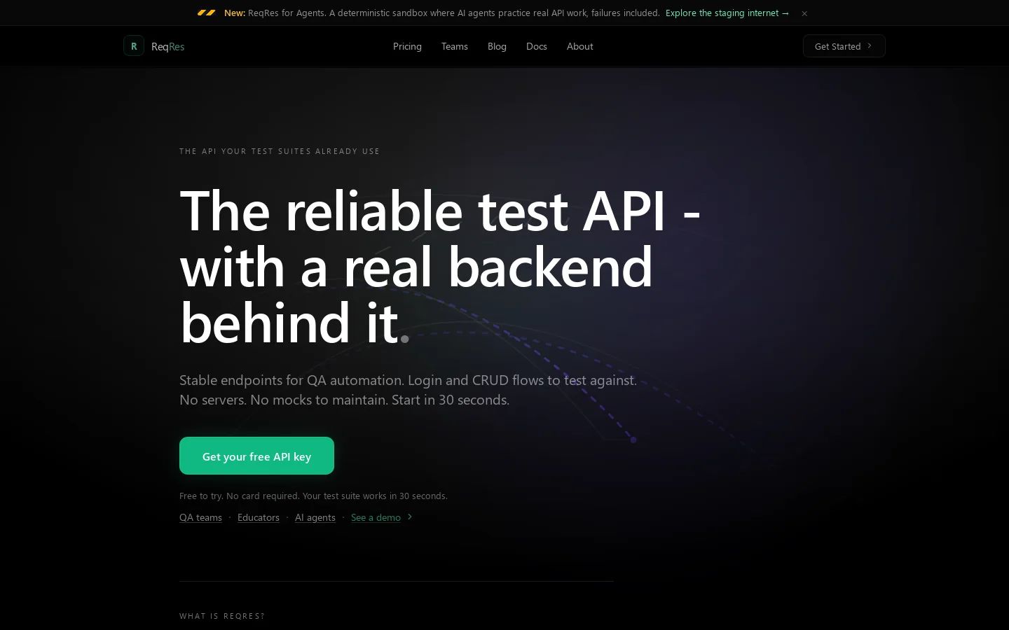 ReqRes Homepage screenshot
