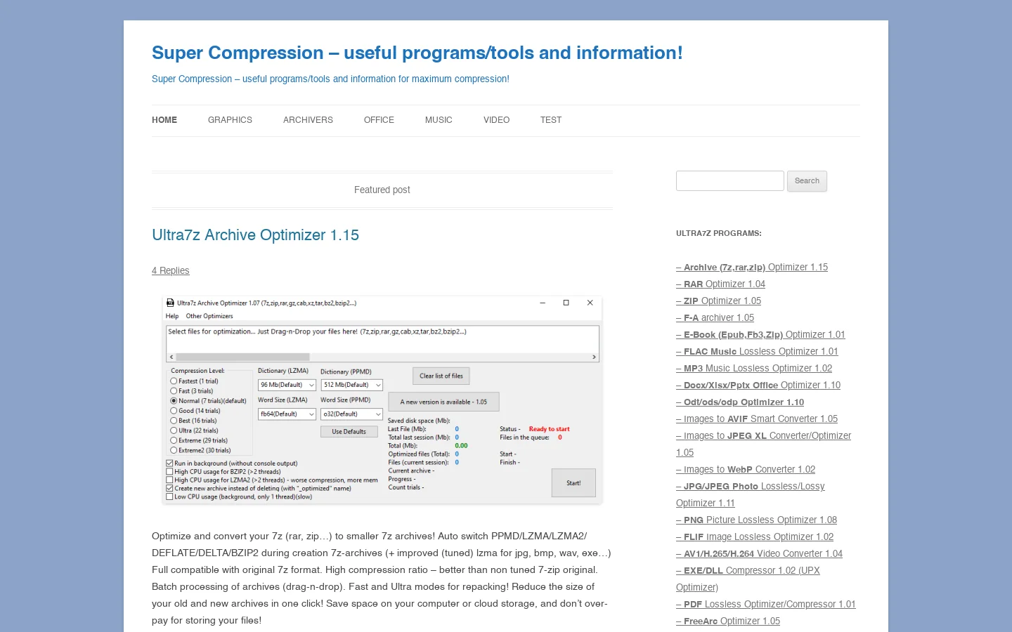 Super Compression Homepage screenshot