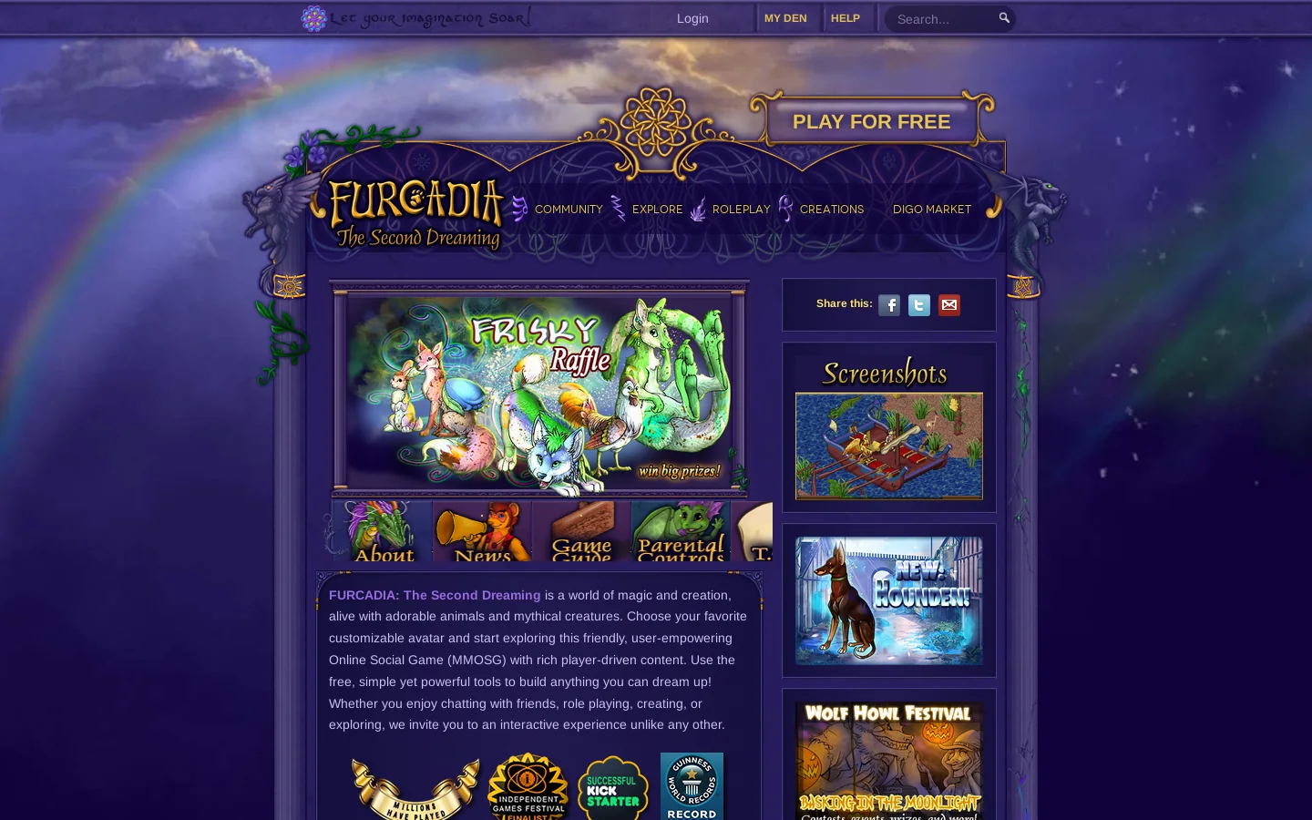 Furcadia - Furcadia Homepage screenshot