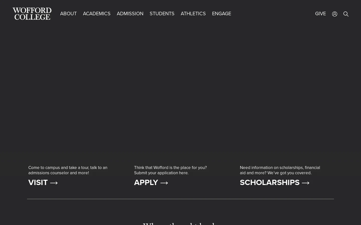Wofford College Homepage screenshot