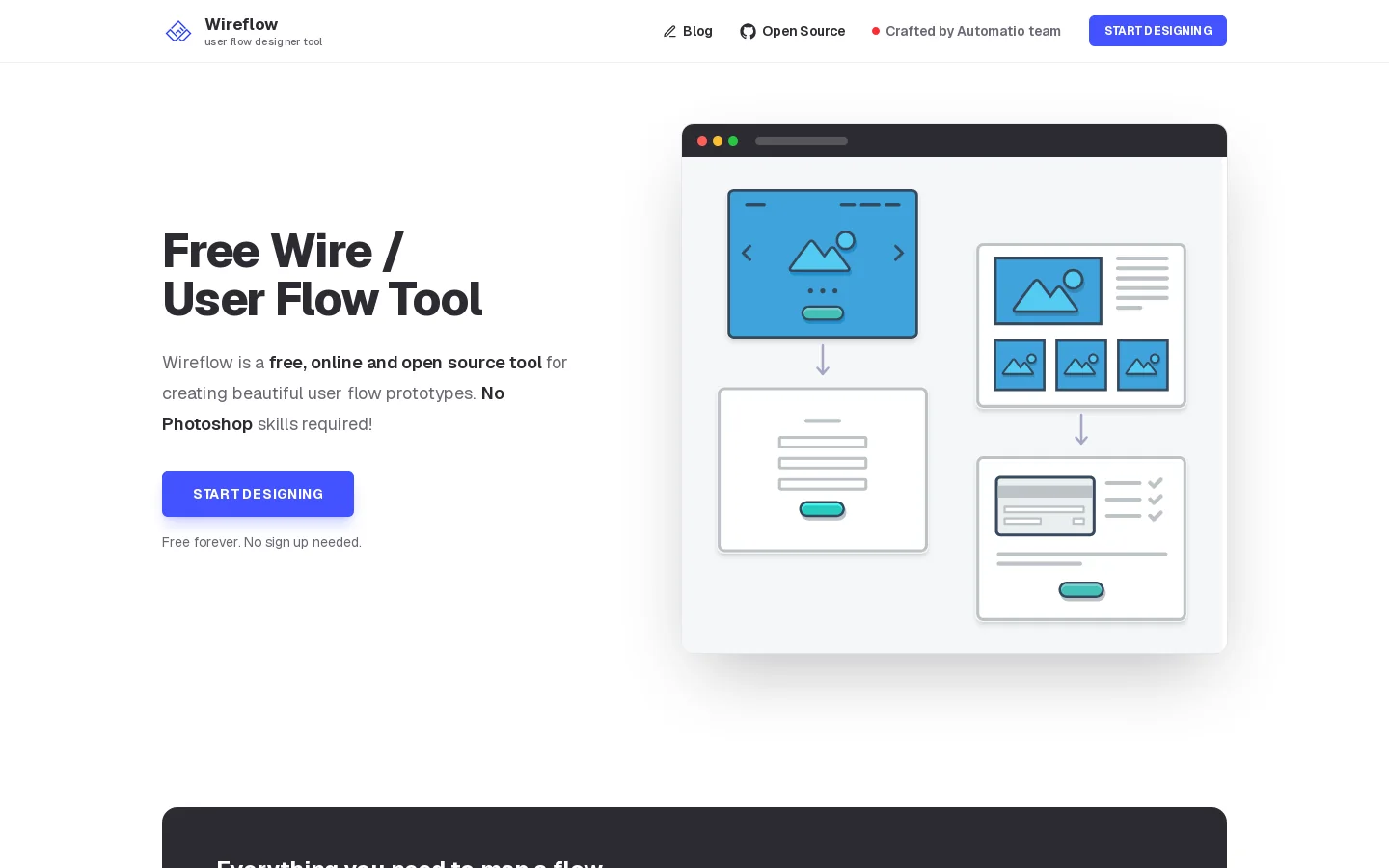Wireflow Homepage screenshot