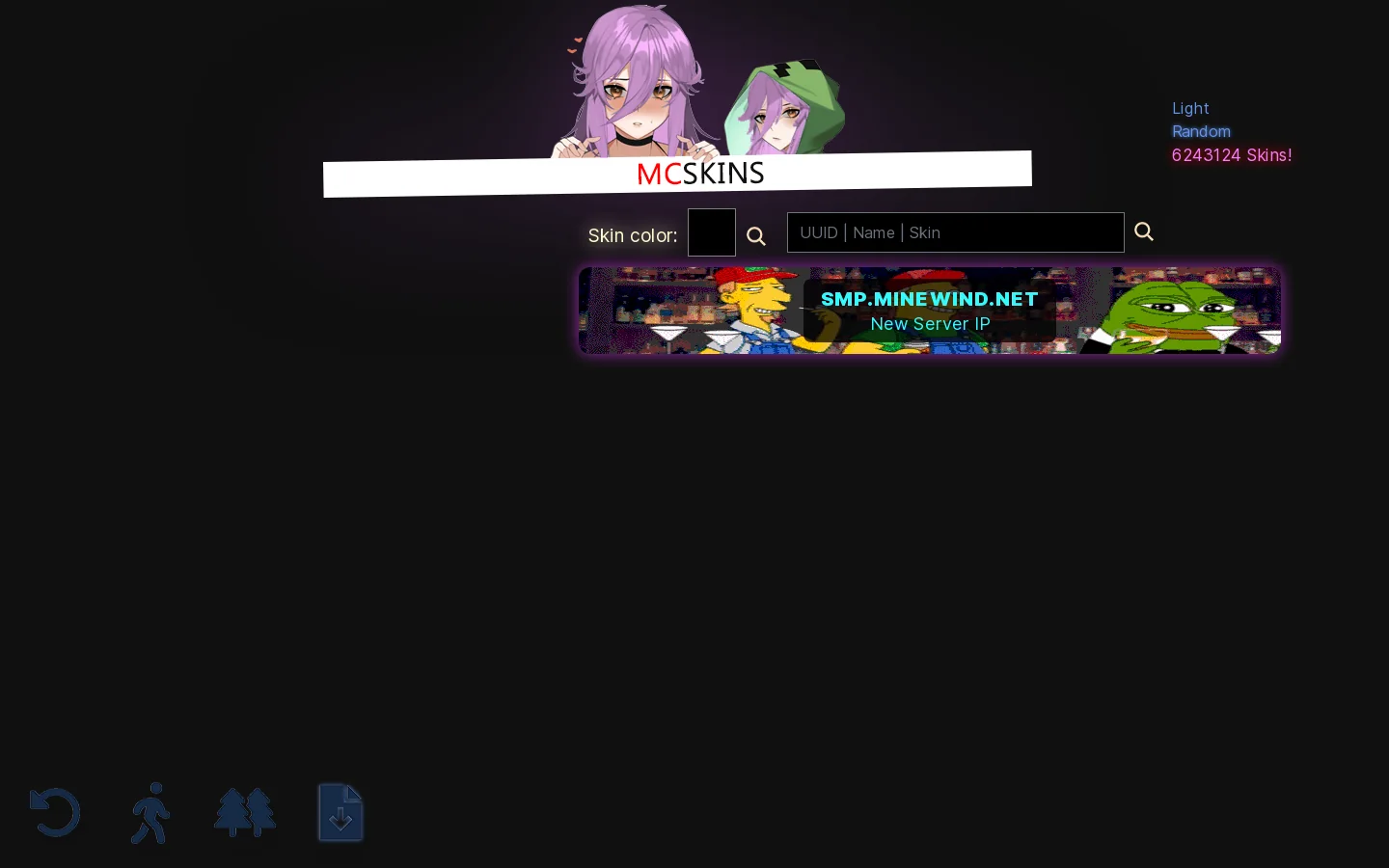 MC Skins Homepage screenshot