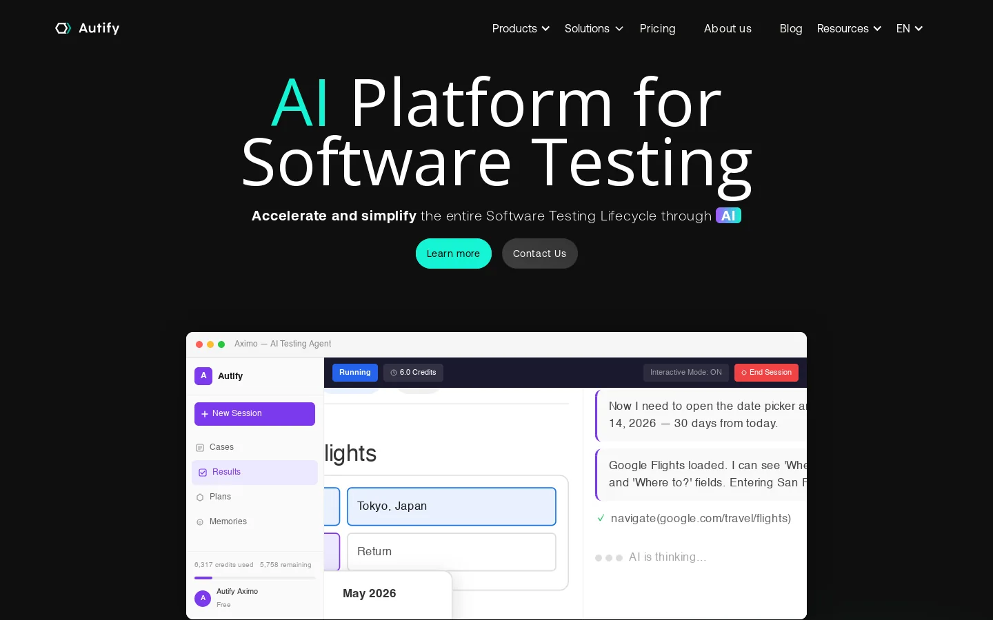 Autify｜AI Platform for Software Testing Homepage screenshot