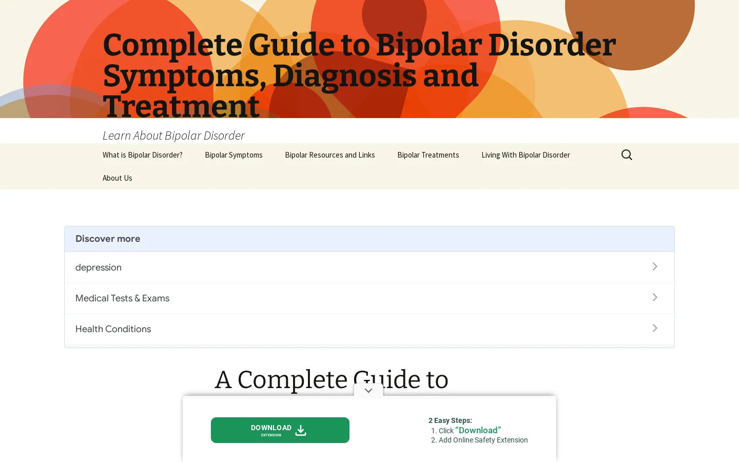 Complete Guide to Bipolar Disorder Symptoms, Diagnosis and Treatment | Learn About Bipolar Disorder Homepage screenshot