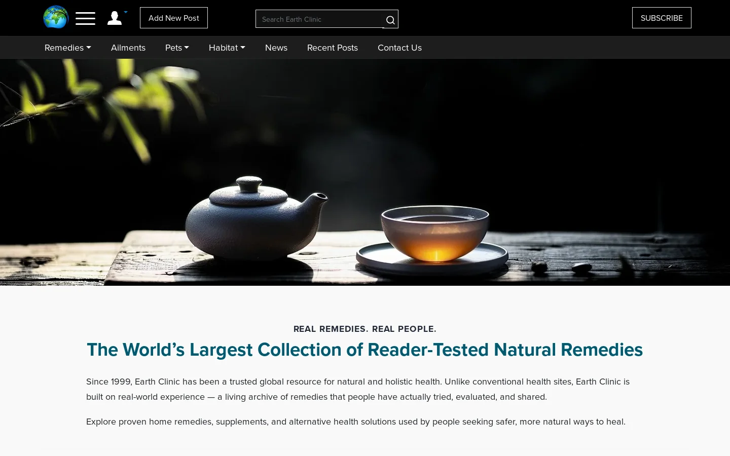 Earth Clinic Homepage screenshot