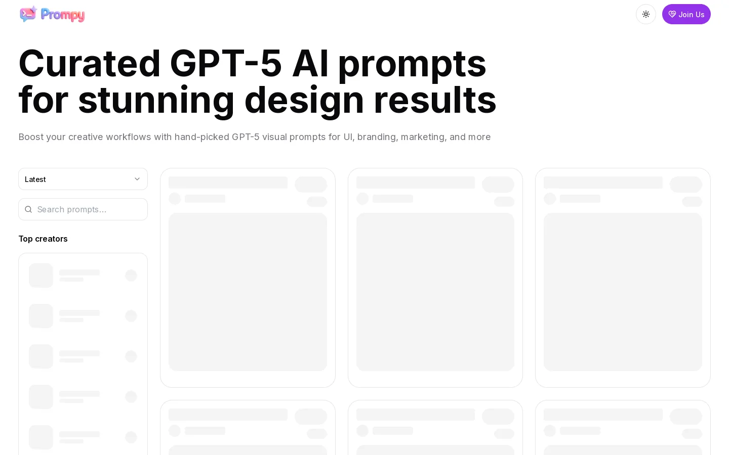 Prompy Homepage screenshot