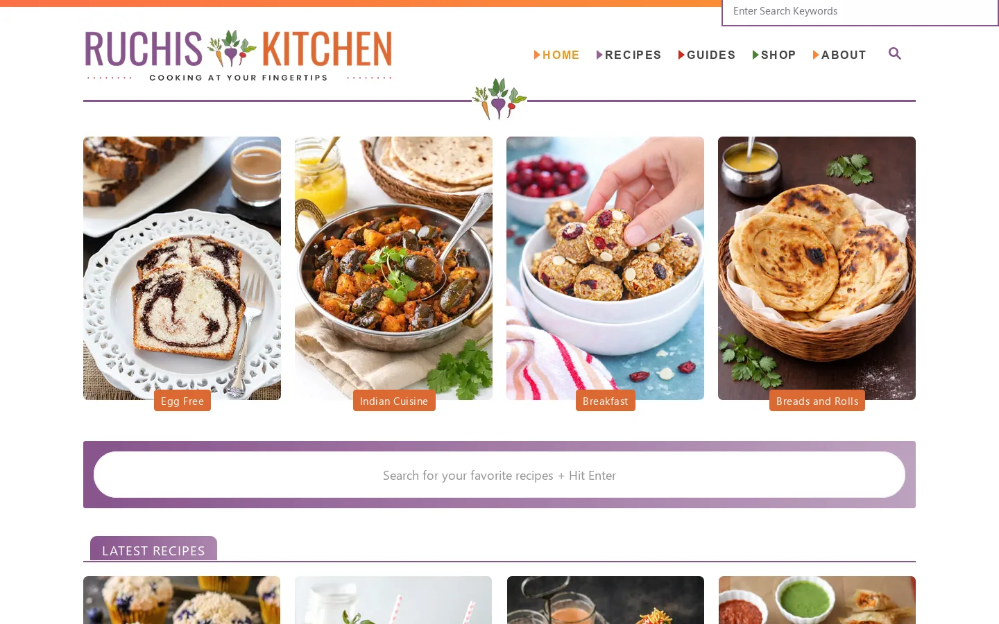 RuchisKitchen Homepage screenshot