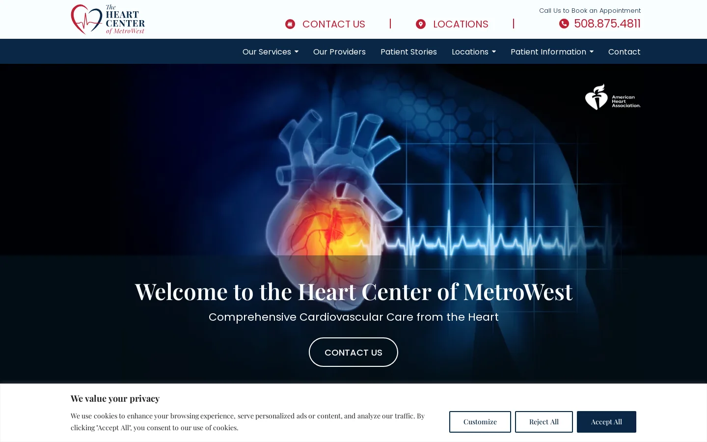 Home - The Heart Center of MetroWest Homepage screenshot