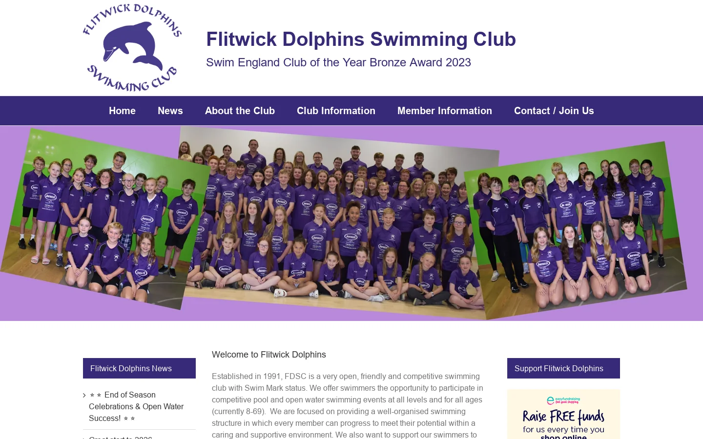 Flitwick Dolphins Homepage screenshot