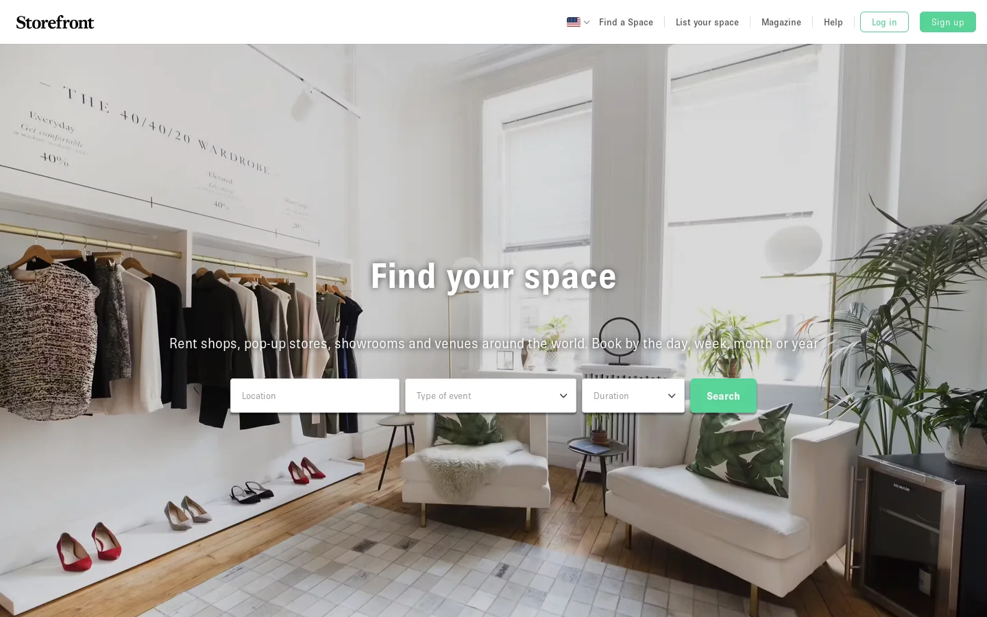 Storefront | 10,000+ pop-up shops & event venues for rent Homepage screenshot