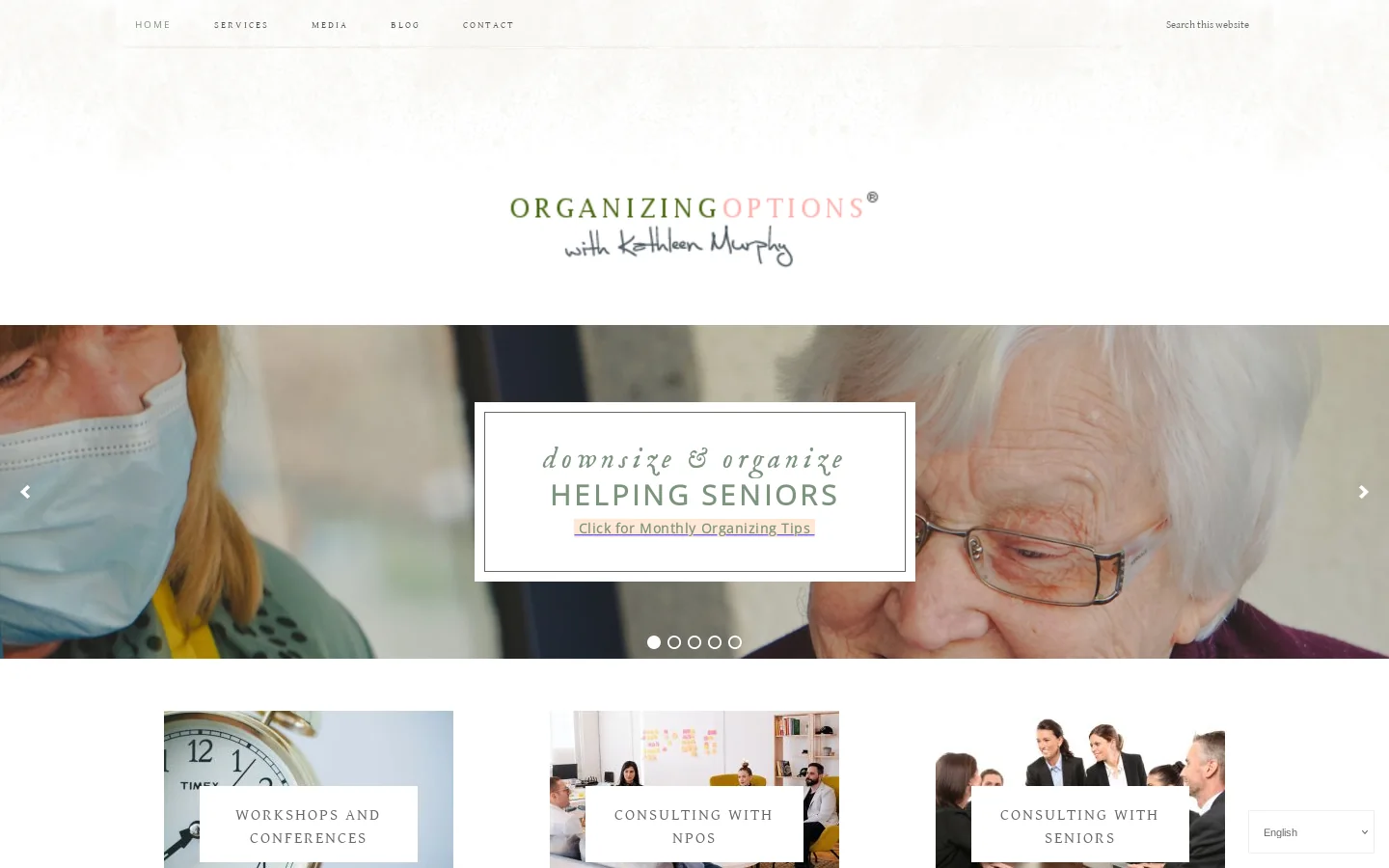 Organizing Options Homepage screenshot