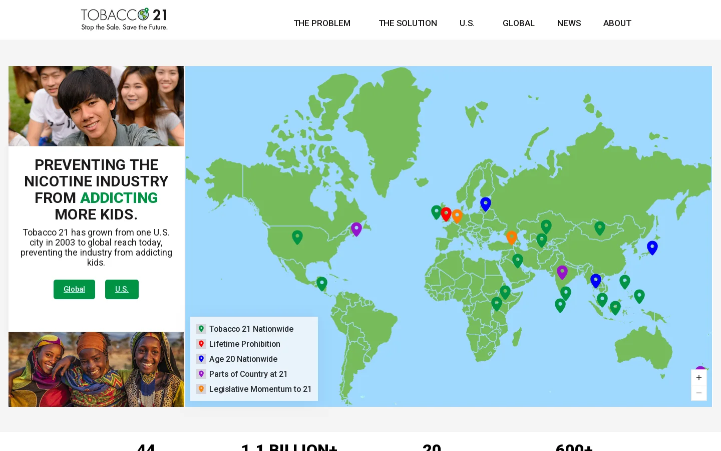 Tobacco 21 Homepage screenshot