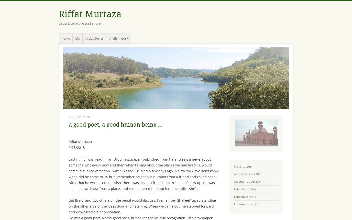 Riffat Murtaza Homepage screenshot