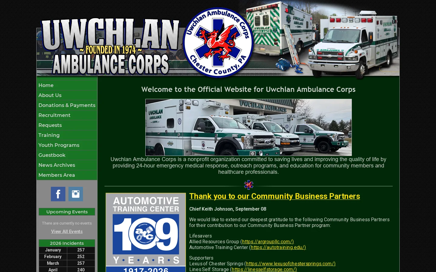Uwchlan Ambulance Corps - Chester County, PA Homepage screenshot