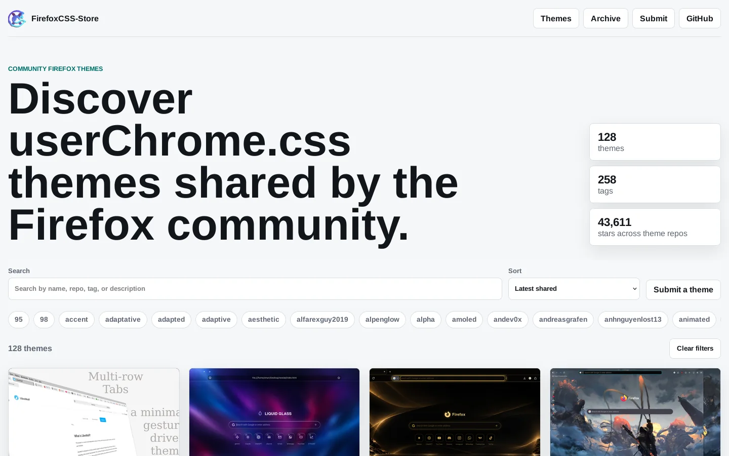 FirefoxCSS-Store Homepage screenshot
