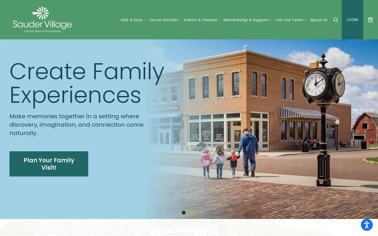 Sauder Village Homepage screenshot