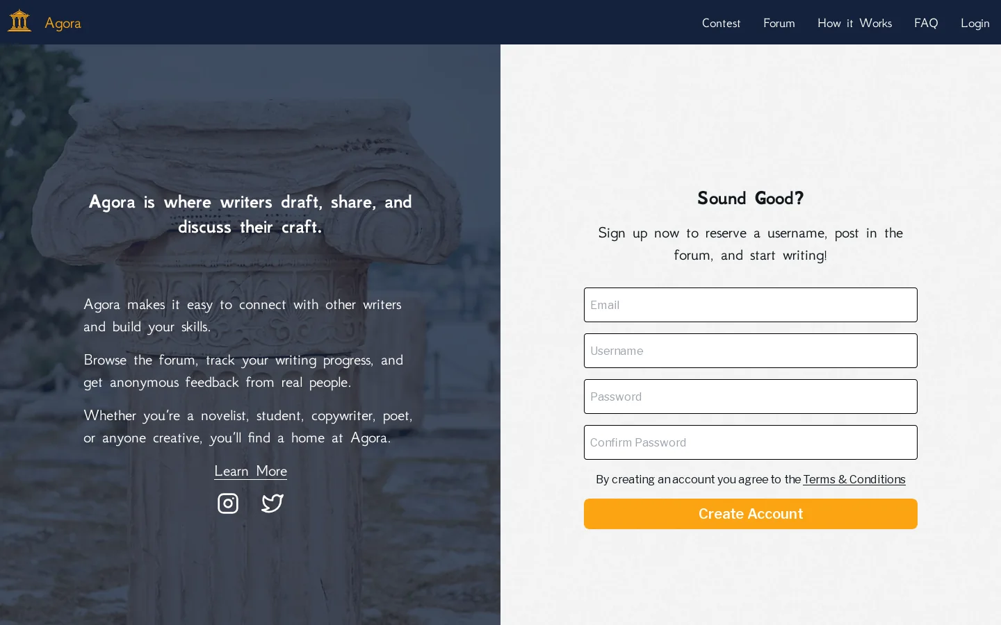Agora Homepage screenshot