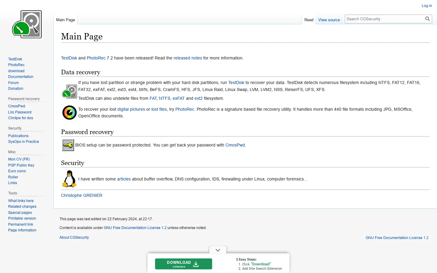 CGSecurity Homepage screenshot