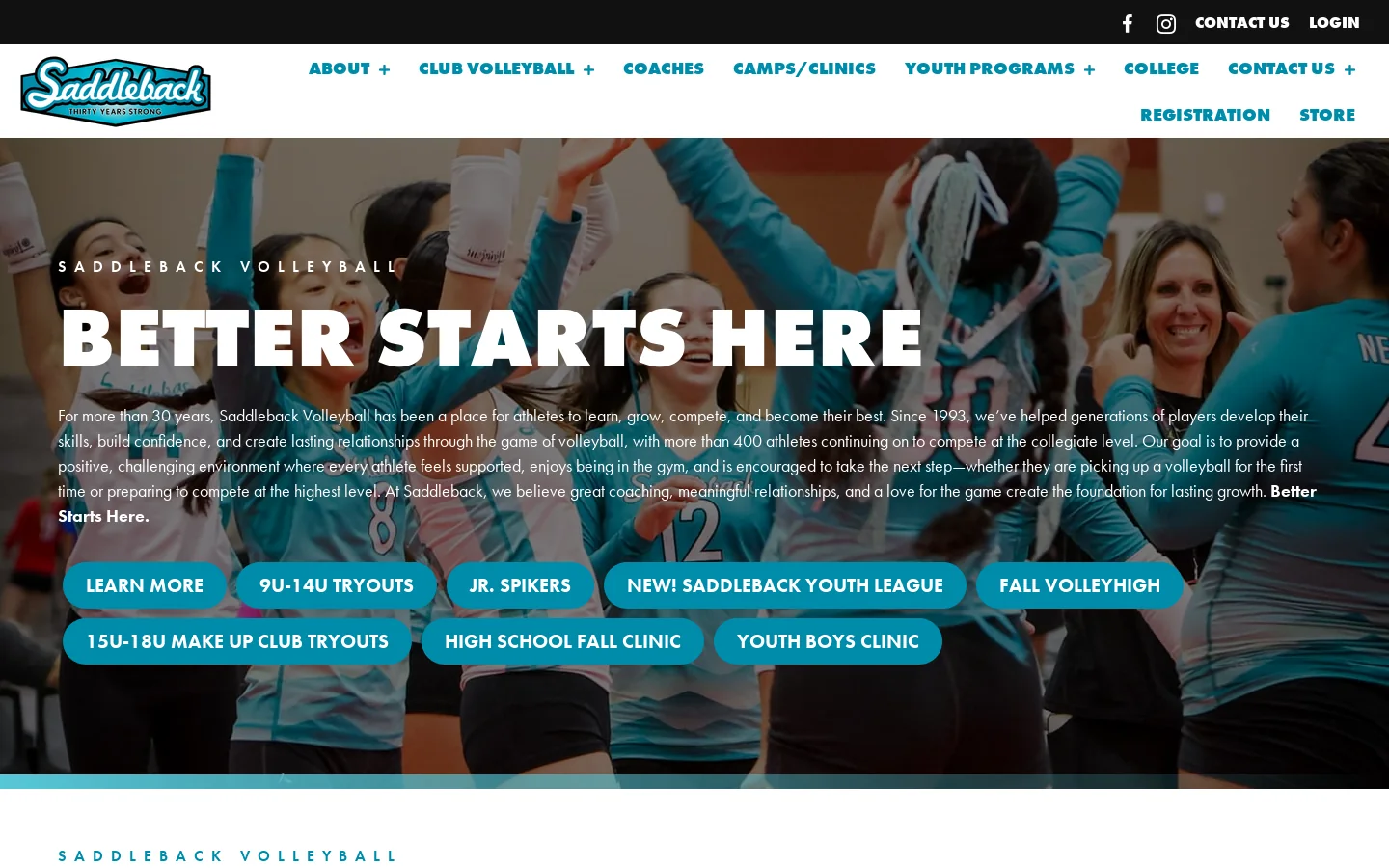 Saddleback Valley Volleyball - Home Homepage screenshot