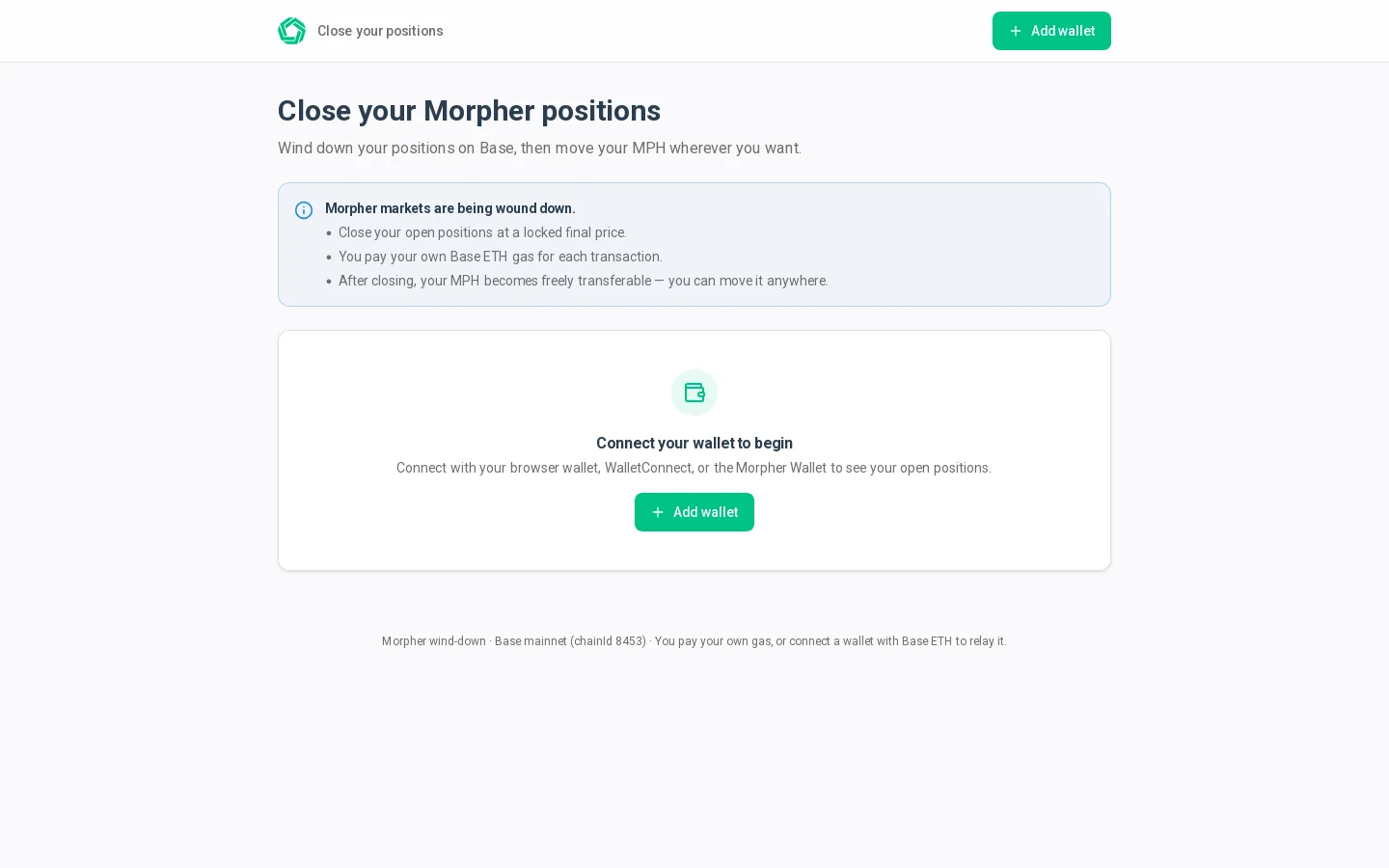 Close your positions Homepage screenshot