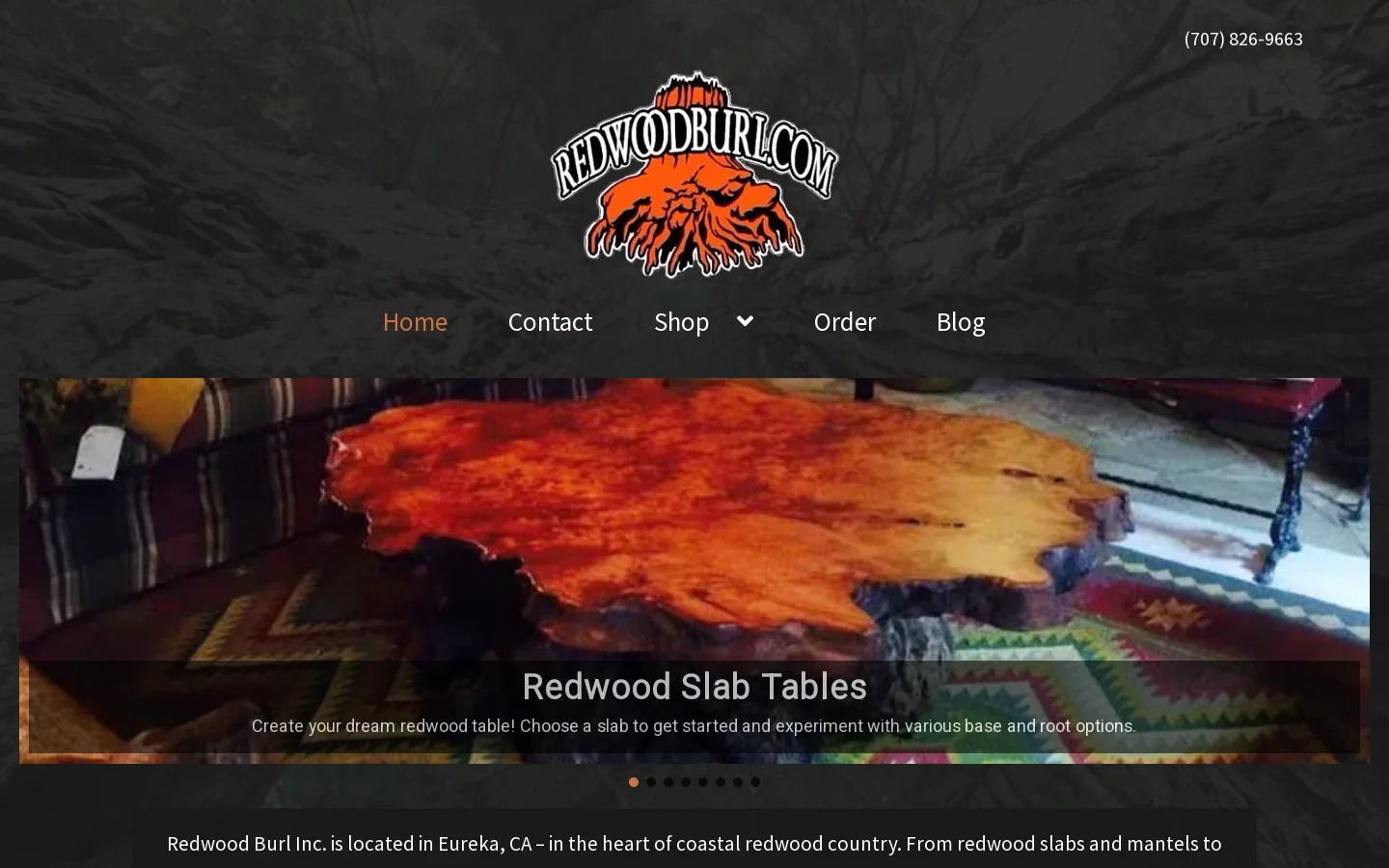 Redwood Burl Inc Homepage screenshot