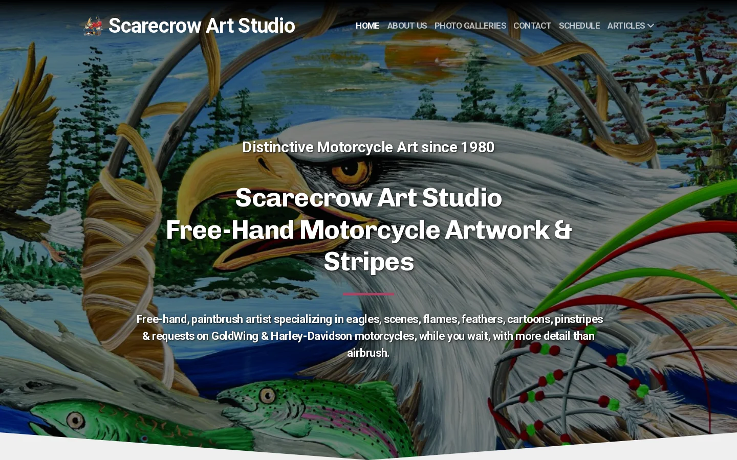 Scarecrow Art Studio Homepage screenshot