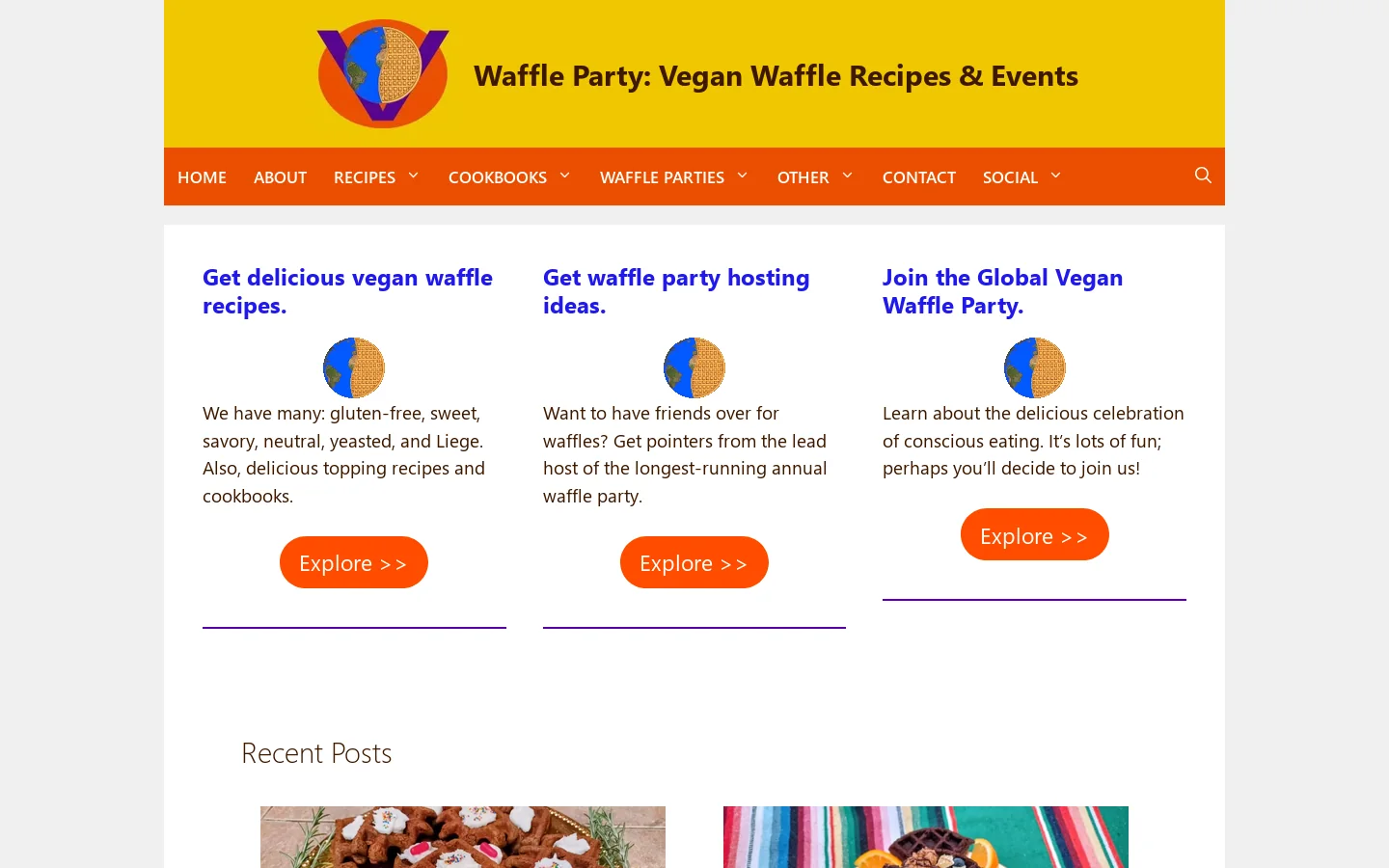 Waffle Party Homepage screenshot