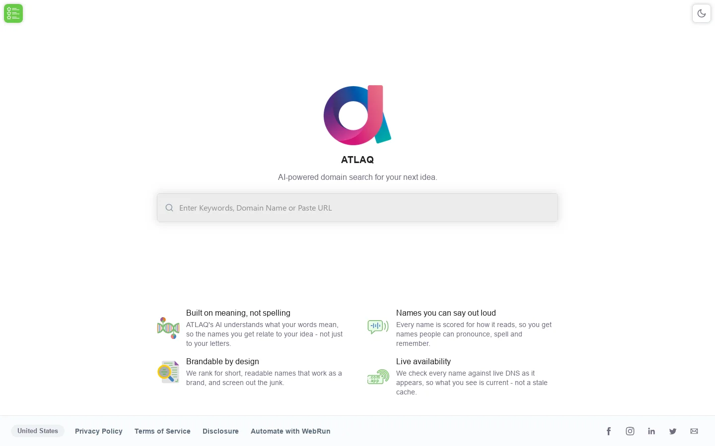 ATLAQ Homepage screenshot