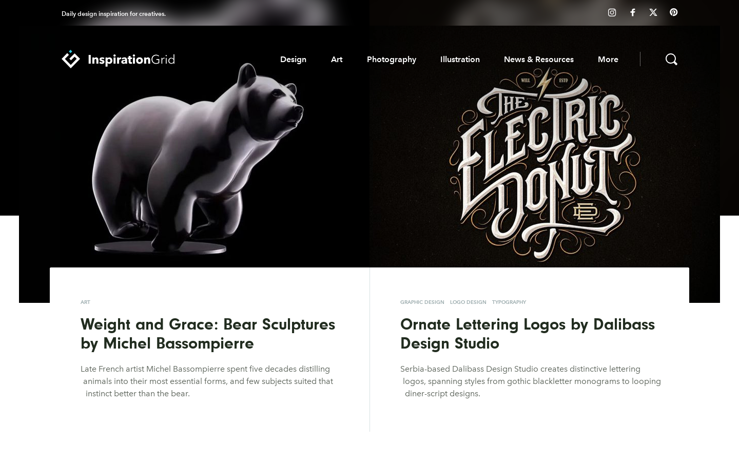 Daily design inspiration for creatives | Inspiration Grid Homepage screenshot