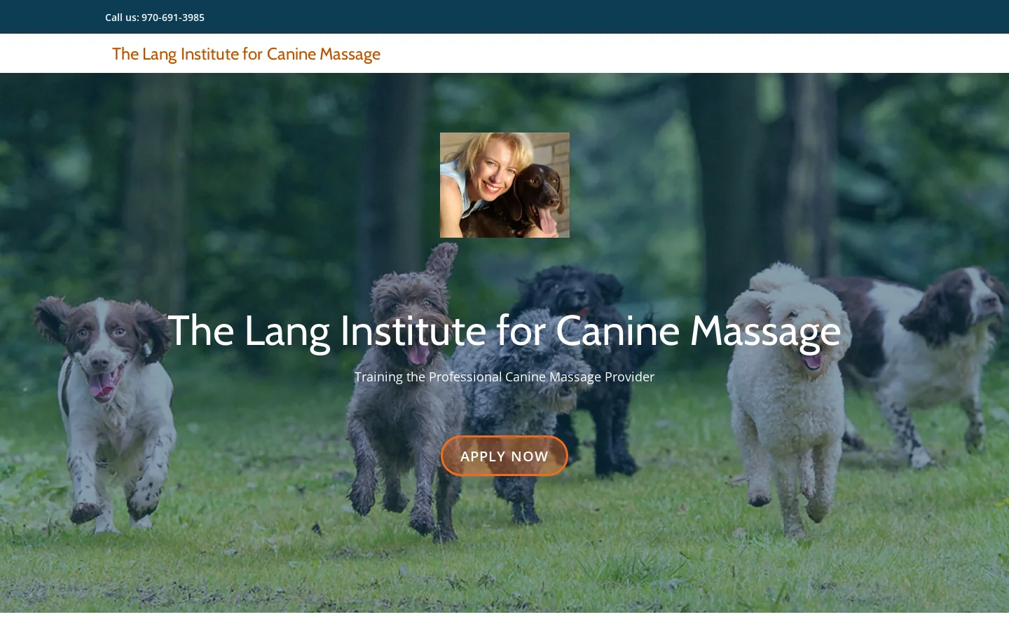 Canine Massage - The Lang Institute for Canine Massage Homepage screenshot