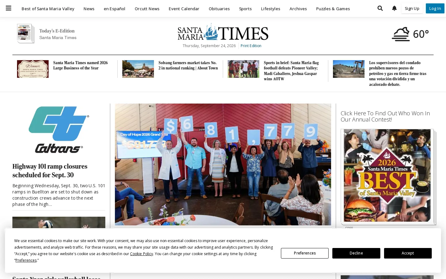 Santa Maria Times Homepage screenshot