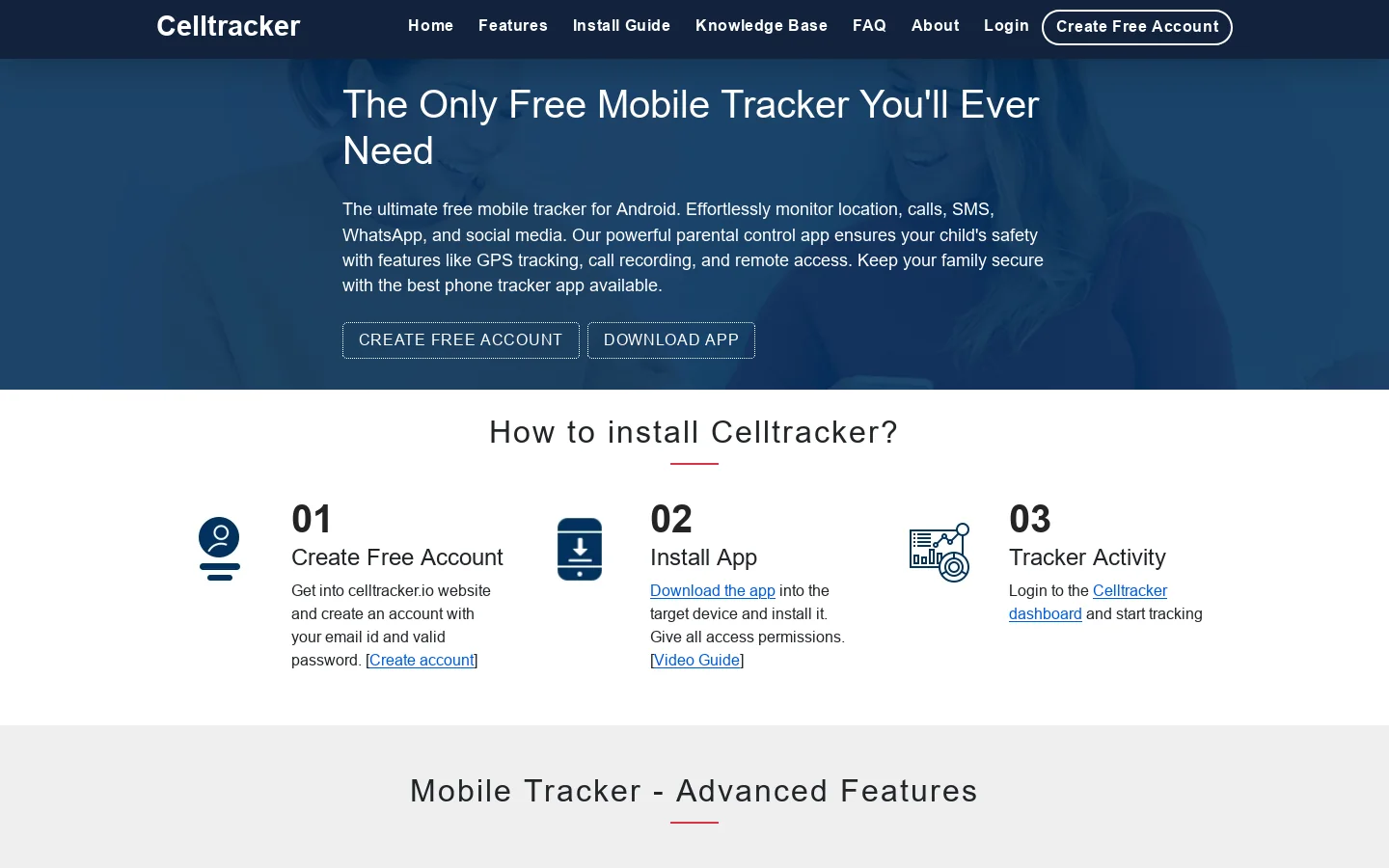 CellTracker.io Homepage screenshot