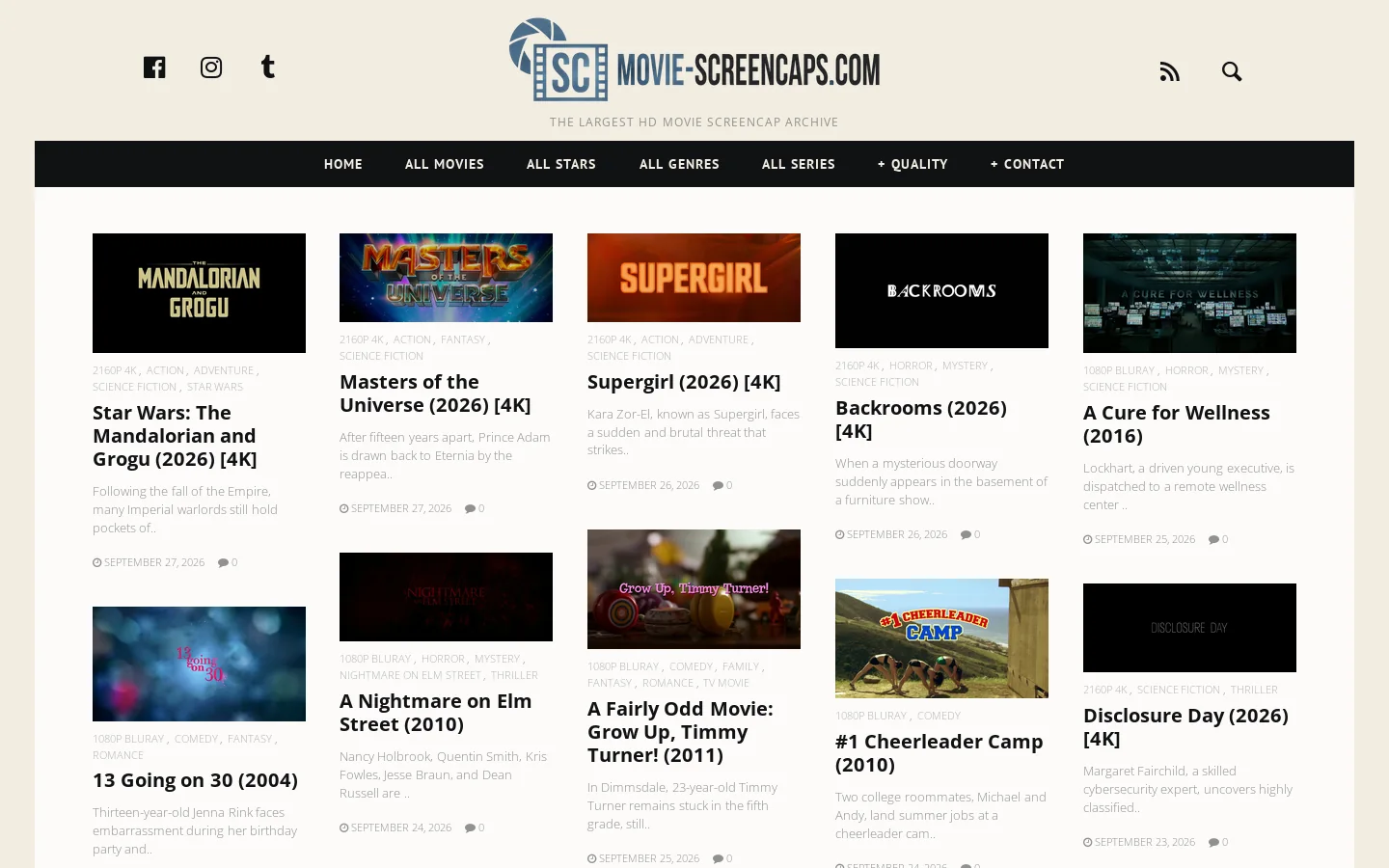 Movie Screencaps Homepage screenshot