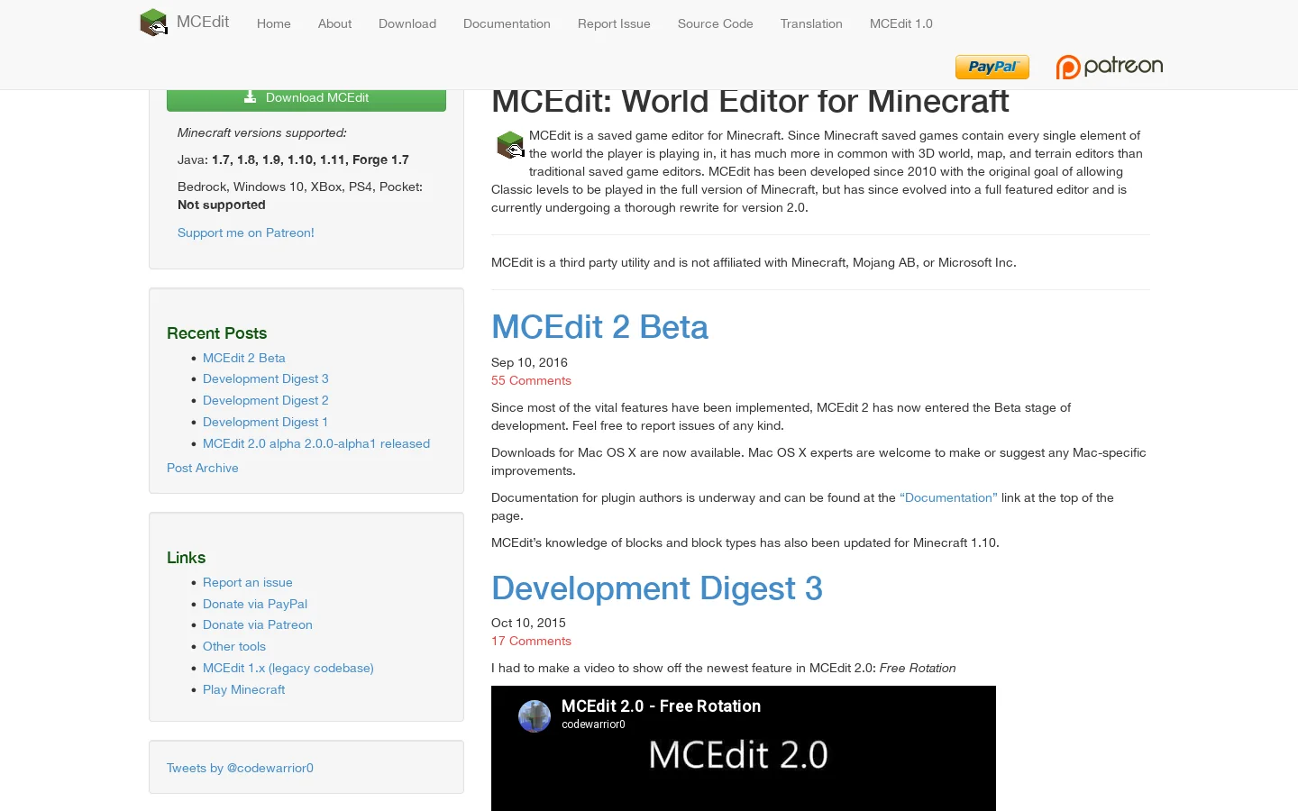 MCEdit Homepage screenshot