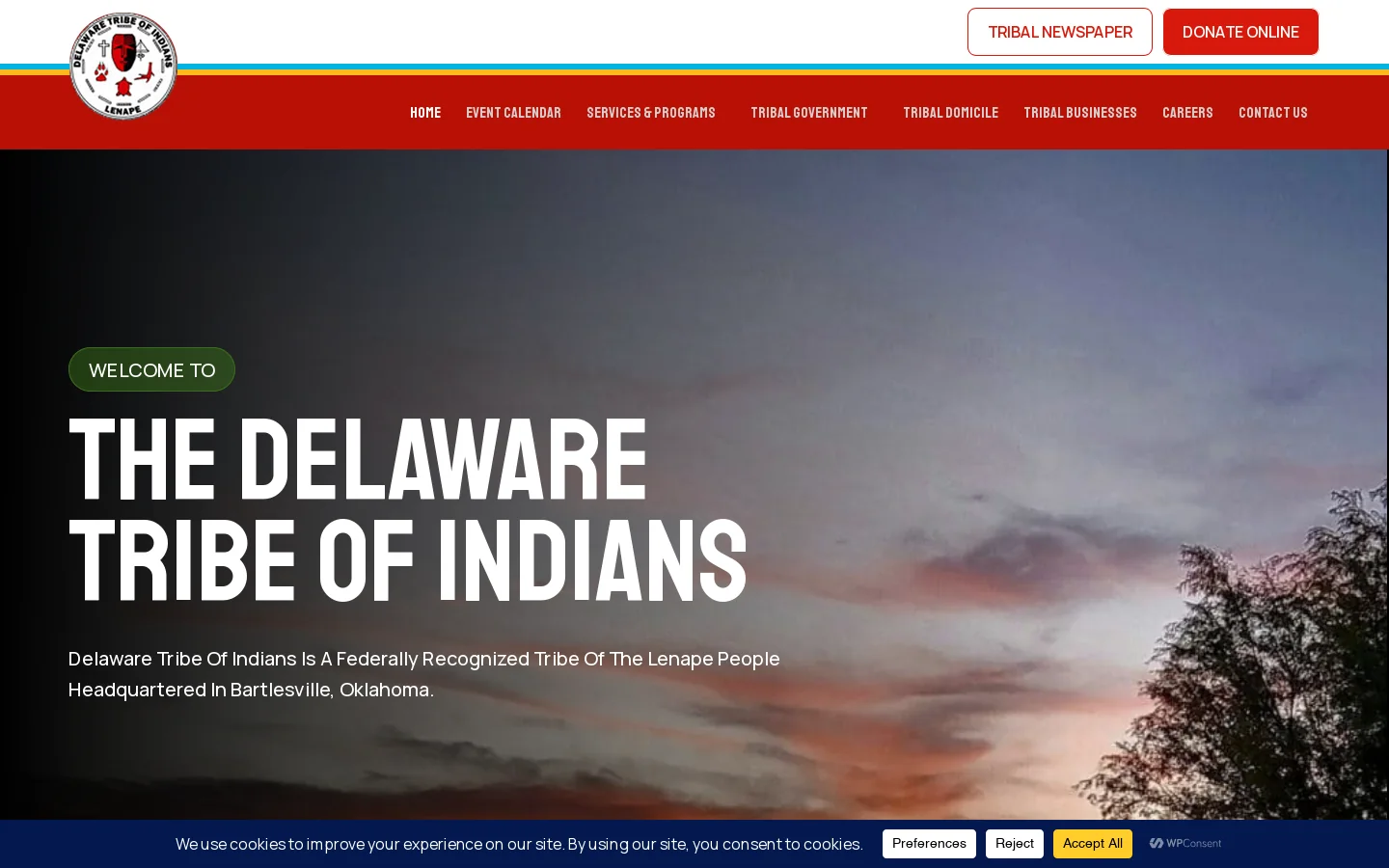Delaware Tribe of Indians Homepage screenshot