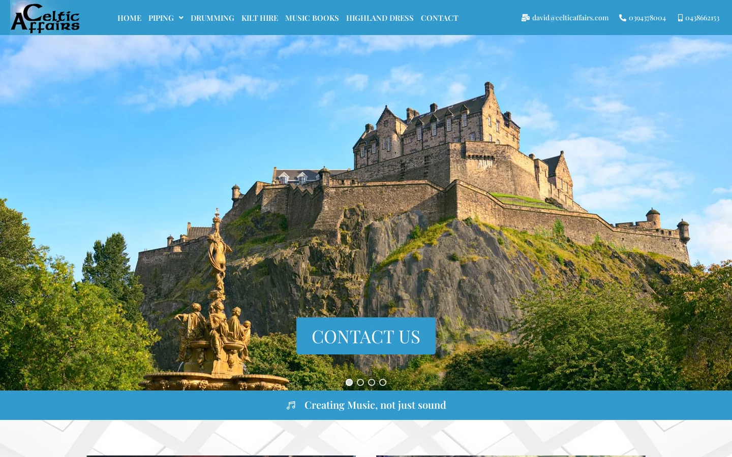 Celtic Affairs Homepage screenshot