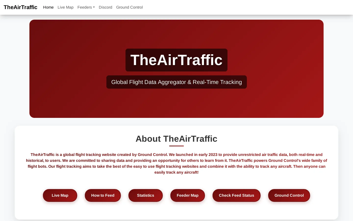 TheAirTraffic Homepage screenshot