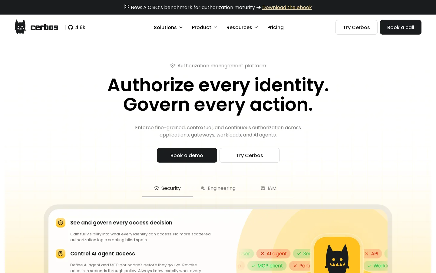 Cerbos Homepage screenshot