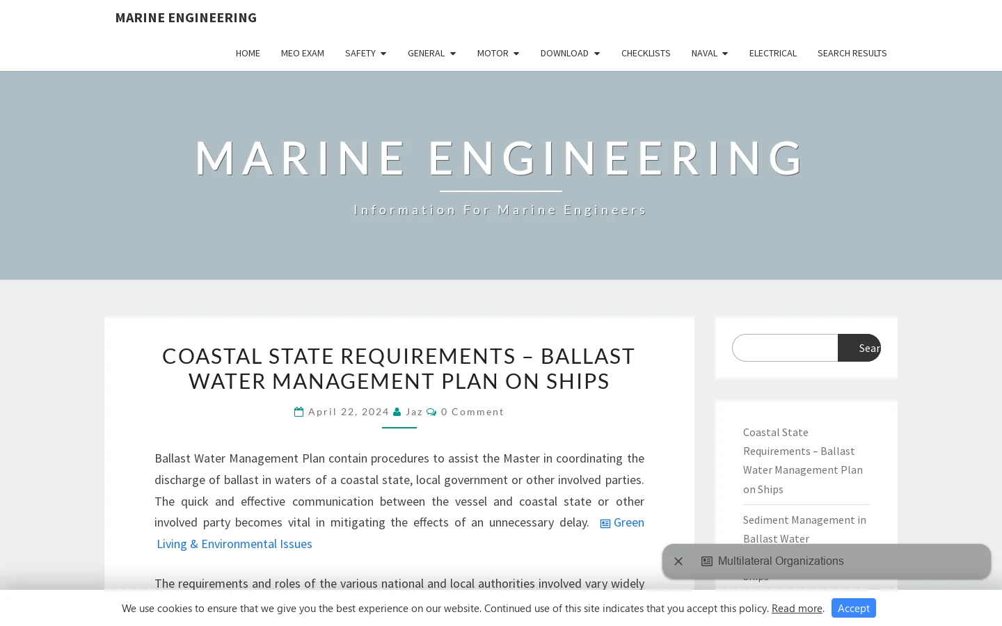 Marine Engineering - Information for Marine Engineers Homepage screenshot