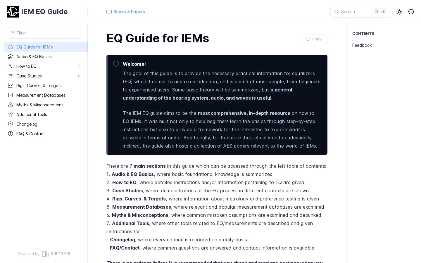 EQ Guide for IEMs Homepage screenshot