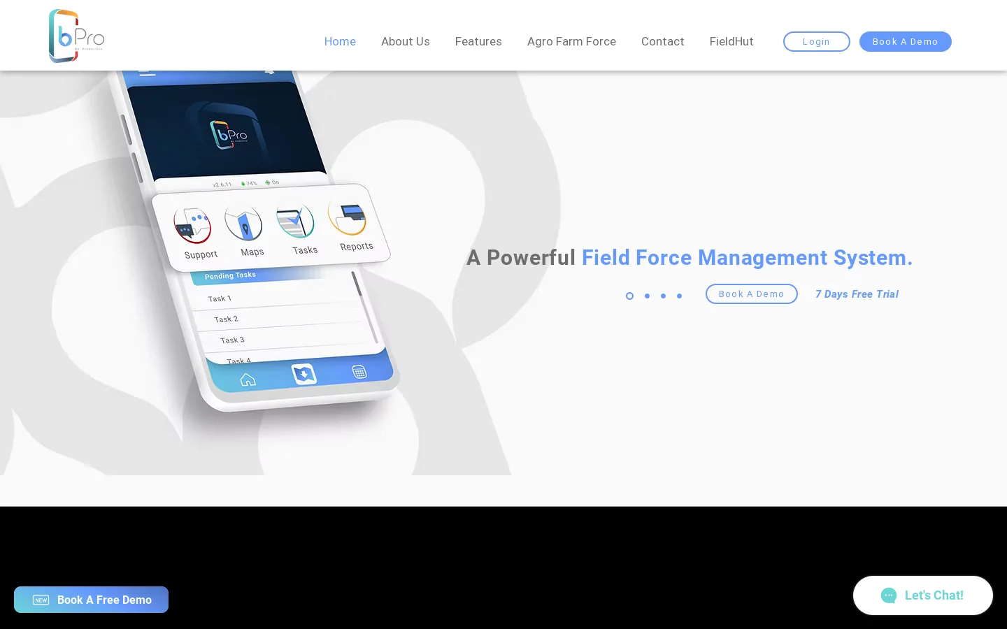 bPro Tech | A Powerful Field Force Management System Homepage screenshot