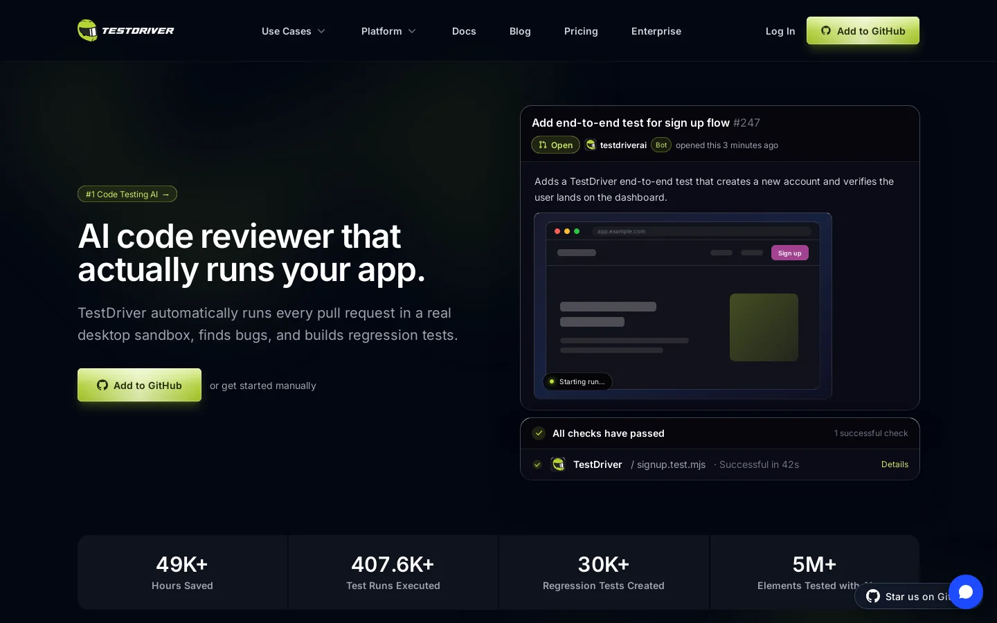 TestDriver Homepage screenshot