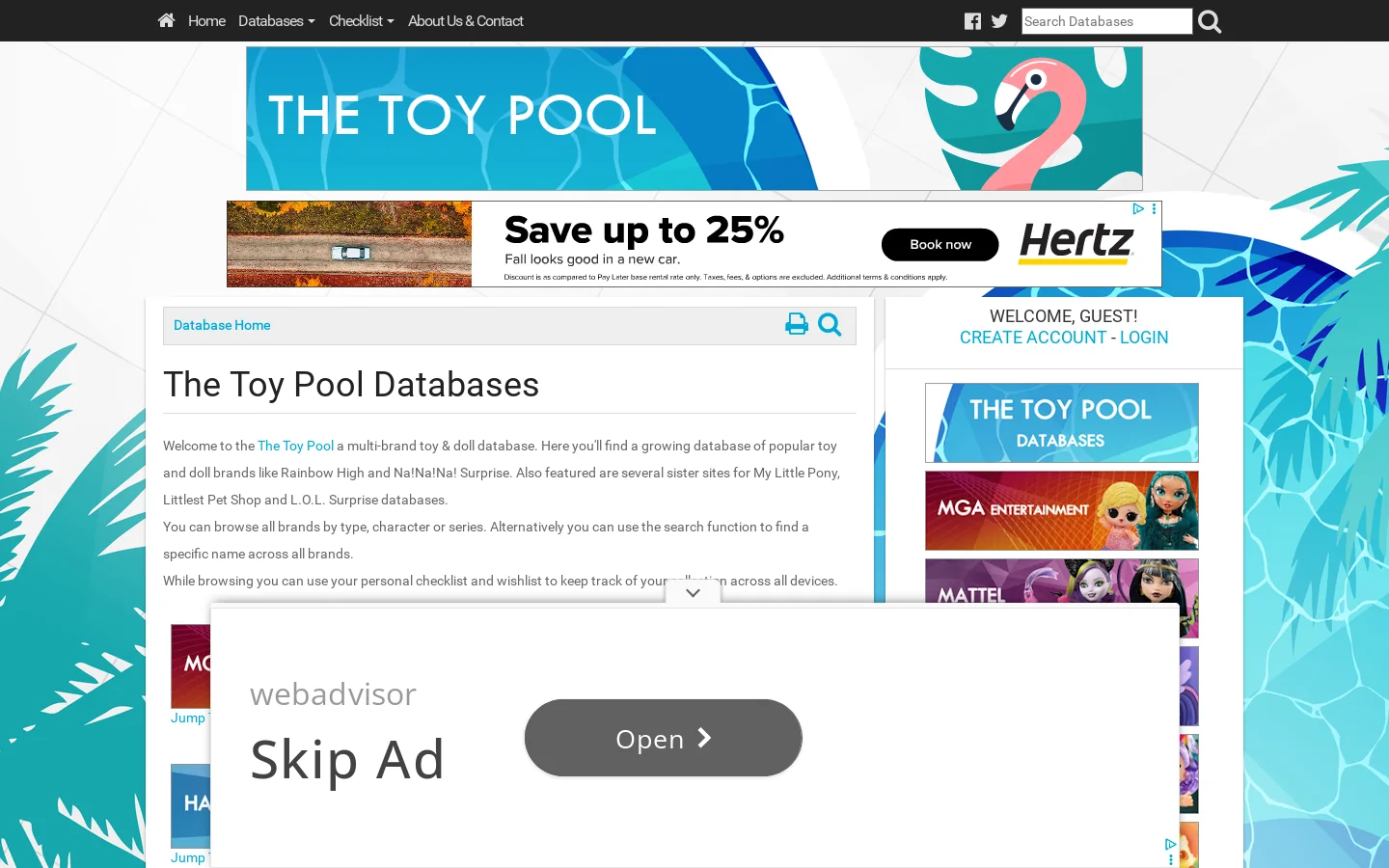 The Toy Pool Homepage screenshot