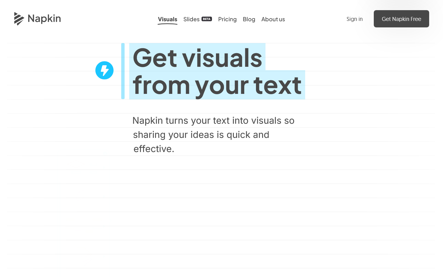 Napkin AI Homepage screenshot