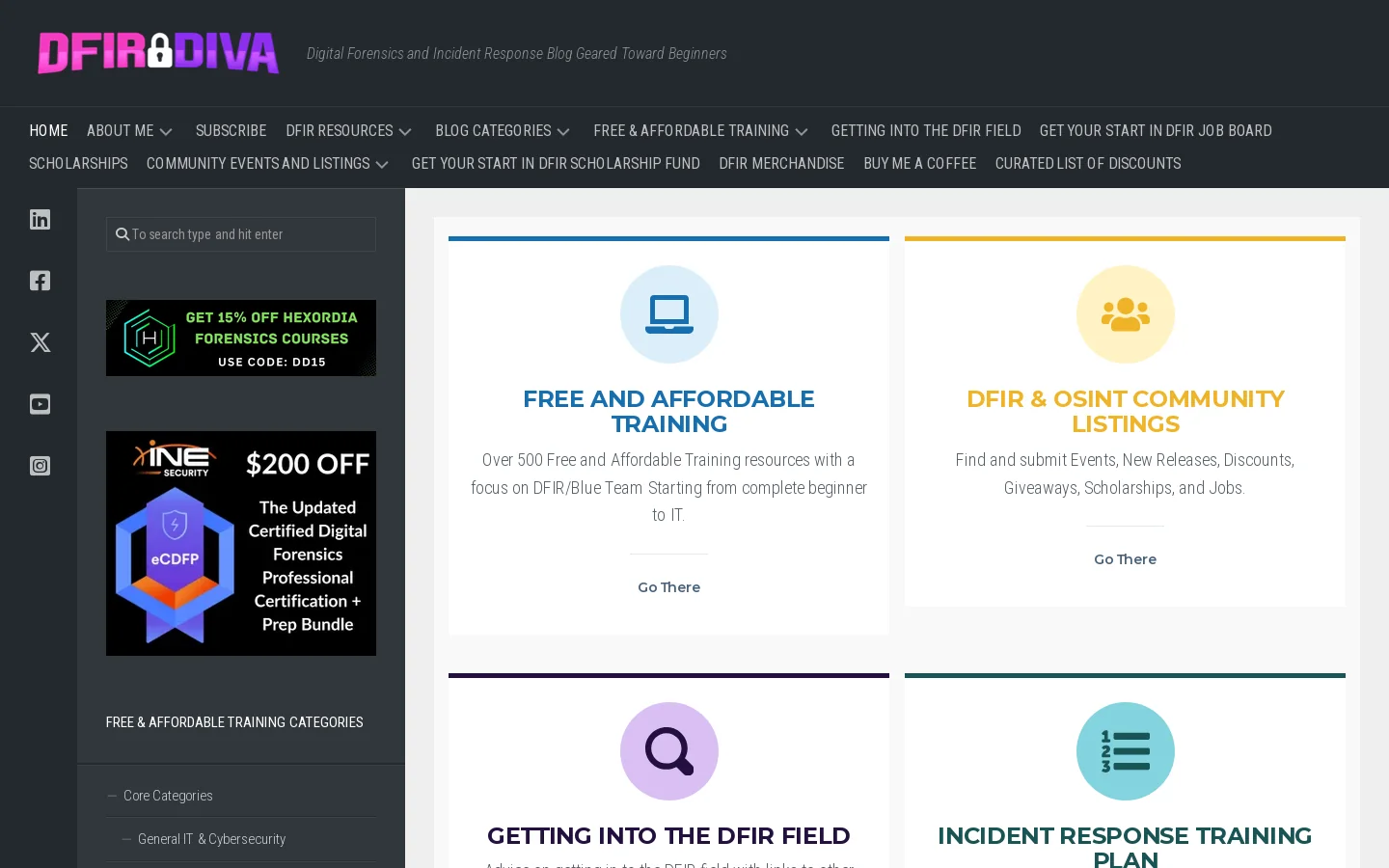Digital Forensics & Incident Response Blog Geared Toward Beginners Homepage screenshot