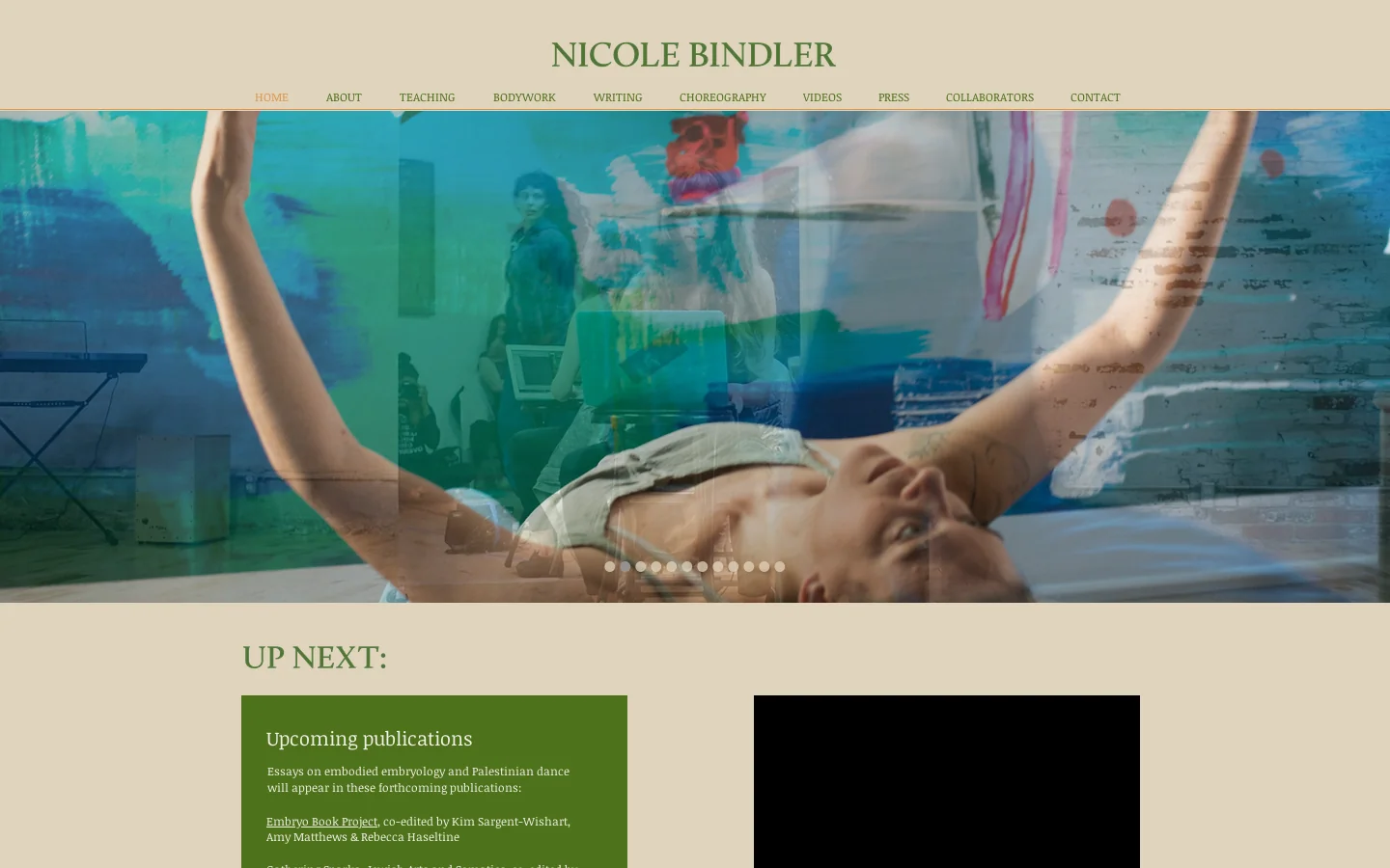 Nicole Bindler Homepage screenshot