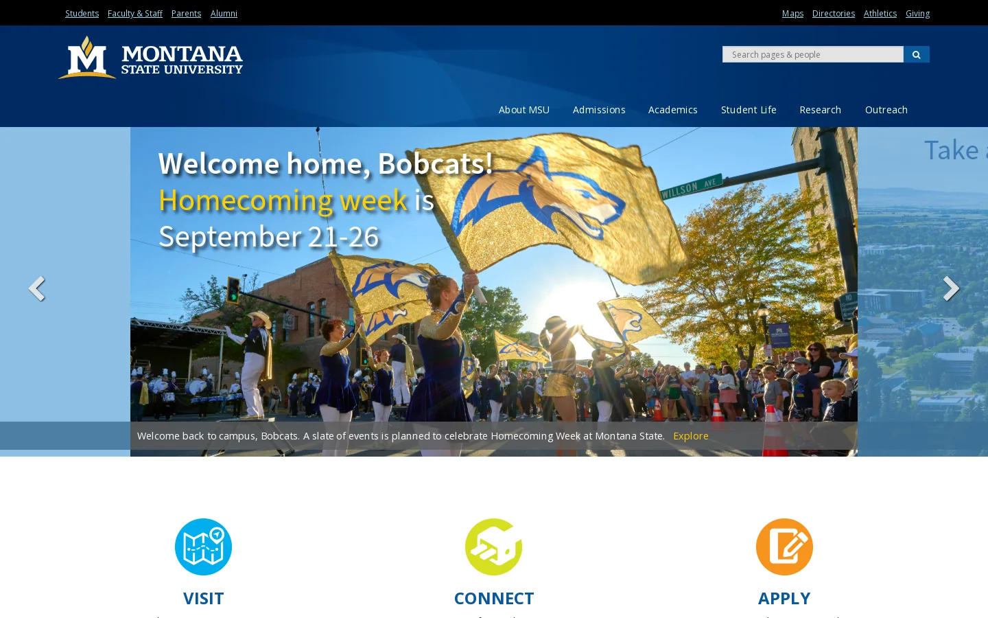Montana State University Homepage screenshot