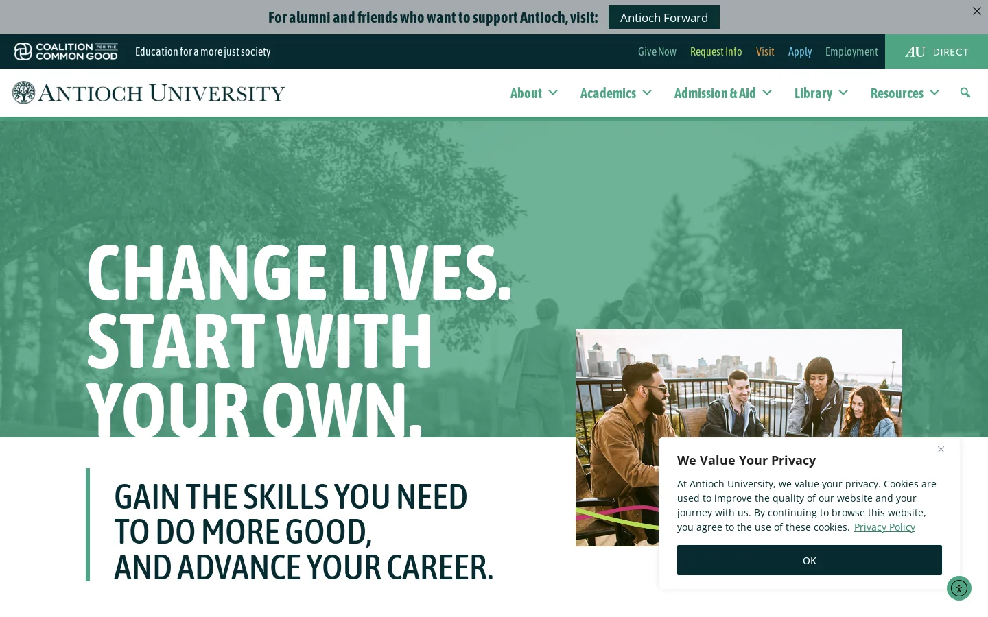 Antioch University Homepage screenshot