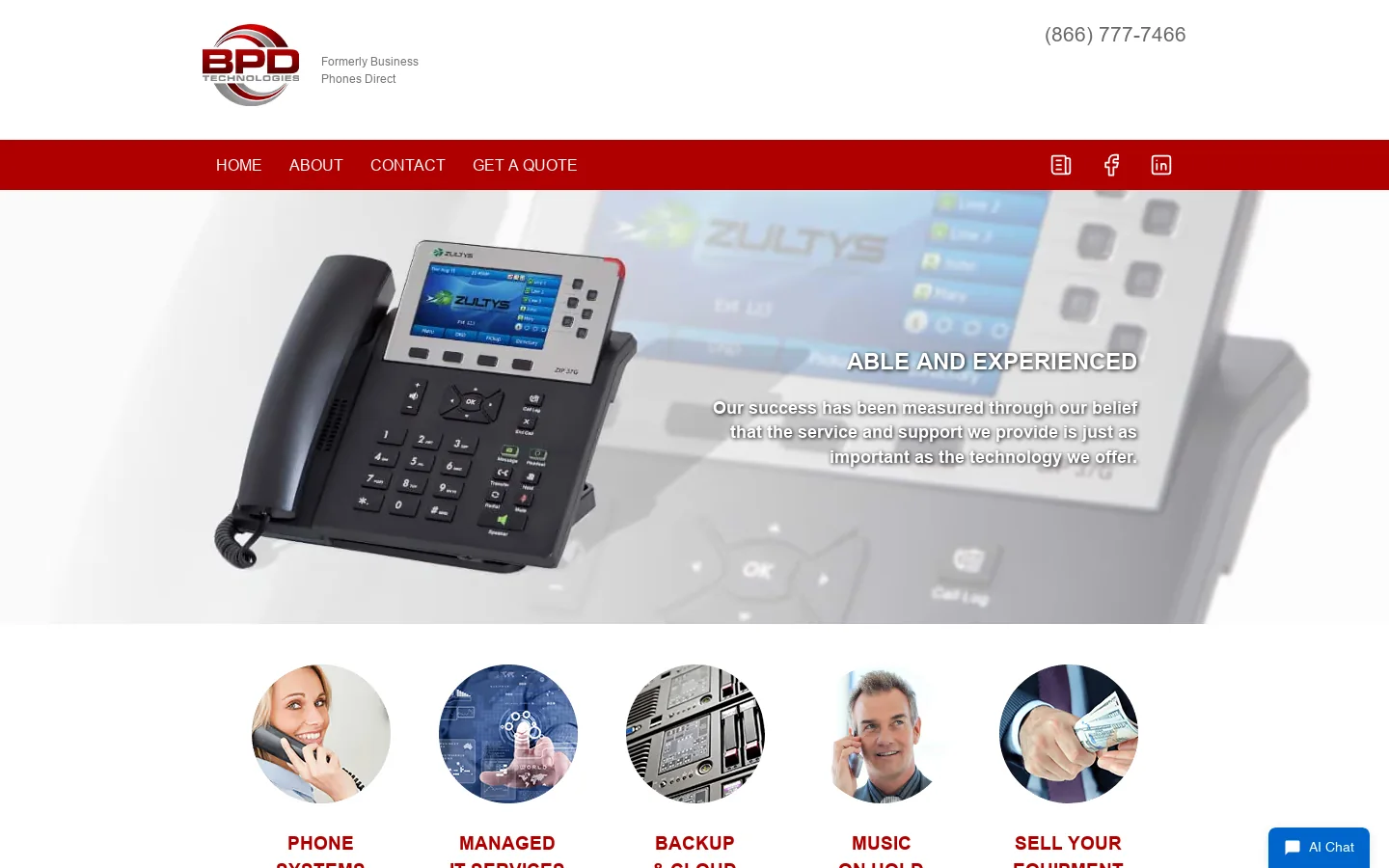 Business Phone Systems, VoIP, Cloud and Managed Technology Solutions Homepage screenshot