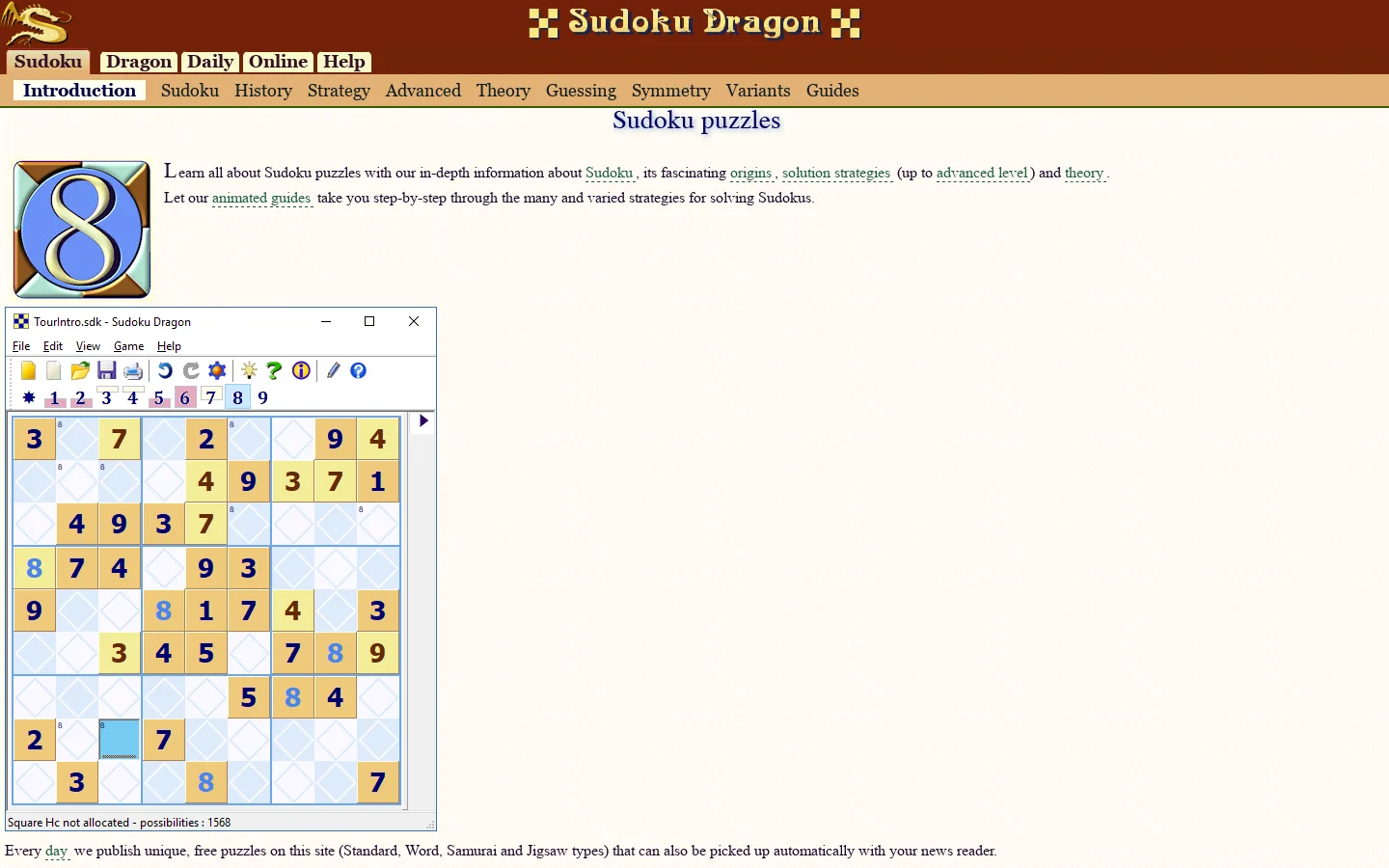 All about Sudoku Puzzles Homepage screenshot